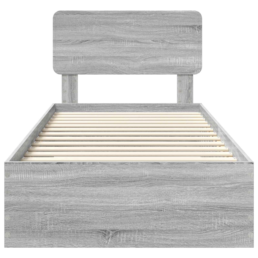 vidaXL Ramka łóżka Szary Sonoma 90 x 200 cm Materiał drewnopochodny
