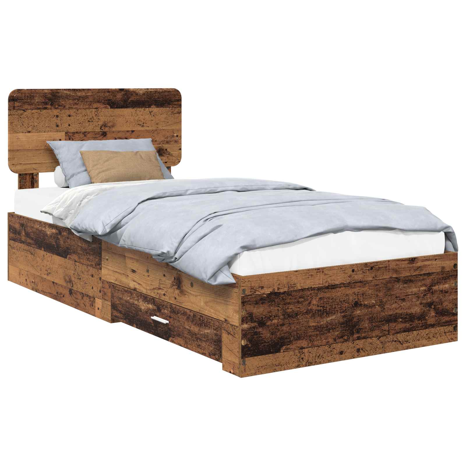 vidaXL Ramka łóżka Stare drewno 90 x 200 cm Materiał drewnopochodny
