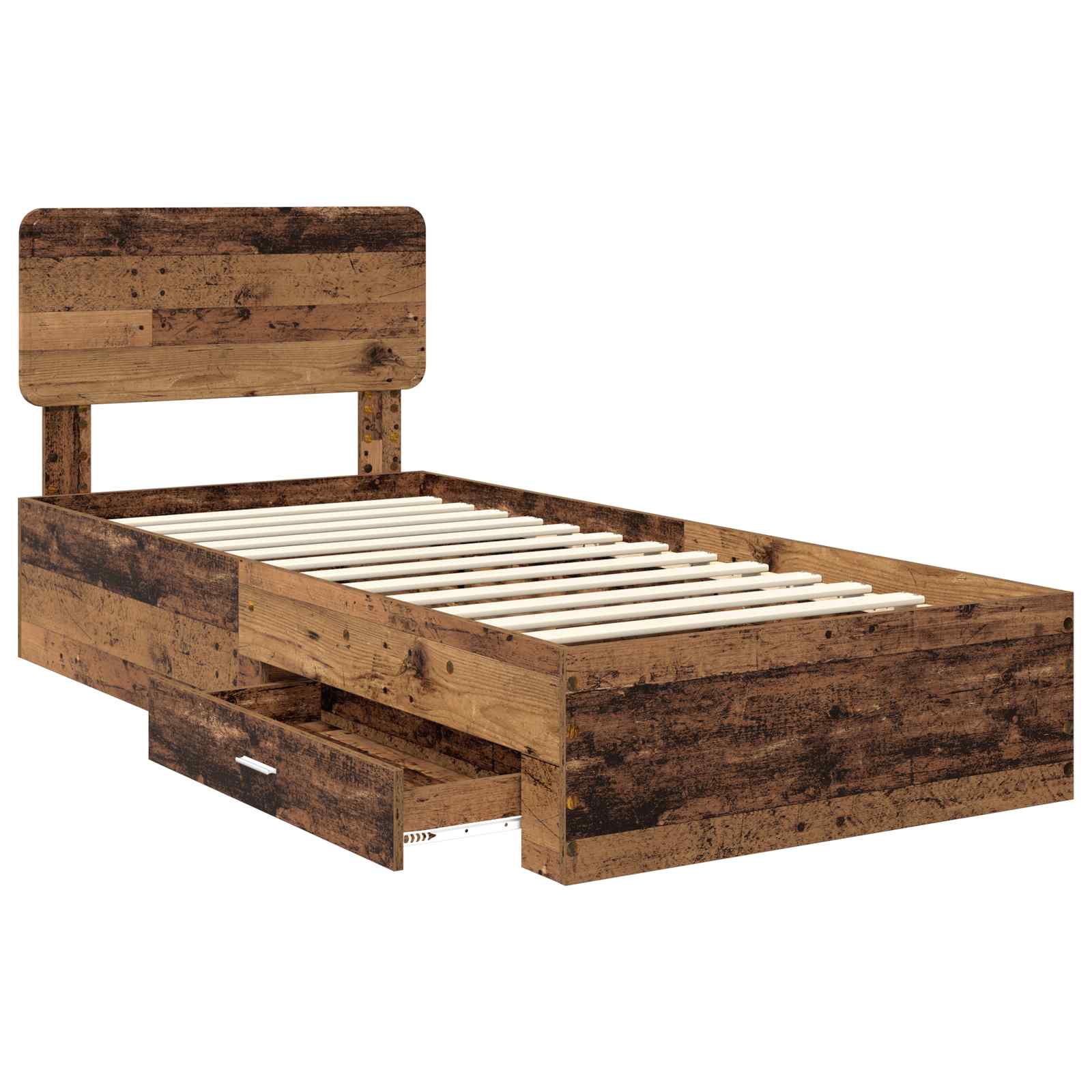 vidaXL Ramka łóżka Stare drewno 90 x 200 cm Materiał drewnopochodny