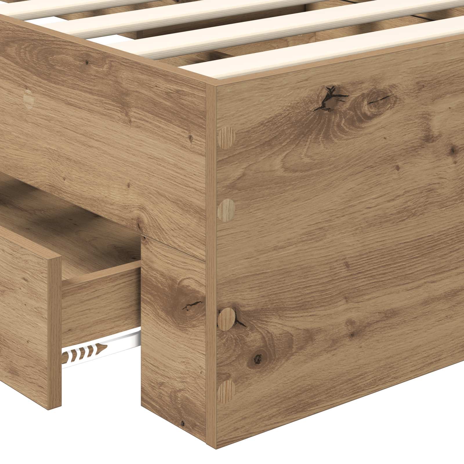 vidaXL Ramka łóżka Z zagłówkiem Dąb rzemieślniczy 90 x 200 cm