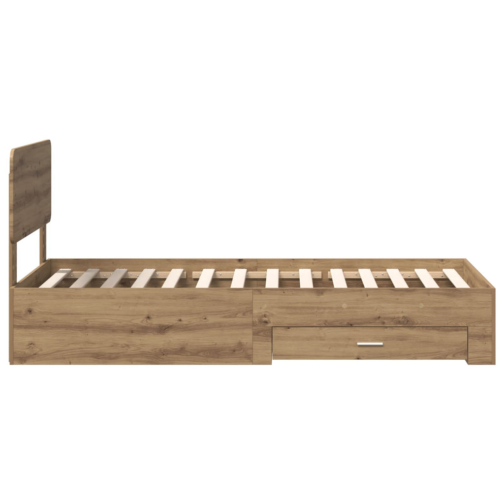 vidaXL Ramka łóżka Z zagłówkiem Dąb rzemieślniczy 90 x 200 cm