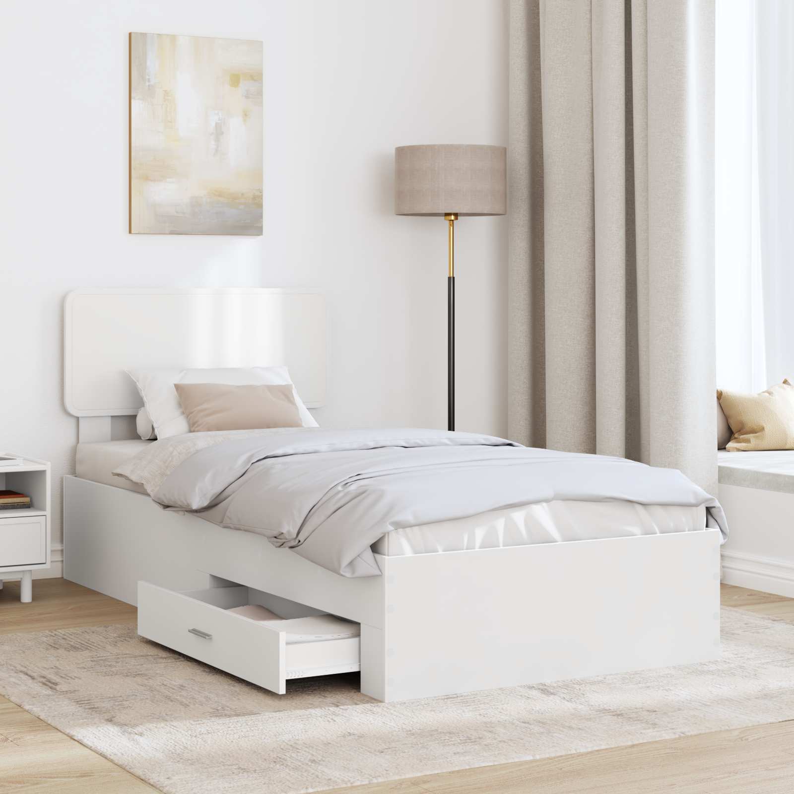 vidaXL Ramka łóżka Biały 90 x 190 cm Materiał drewnopochodny