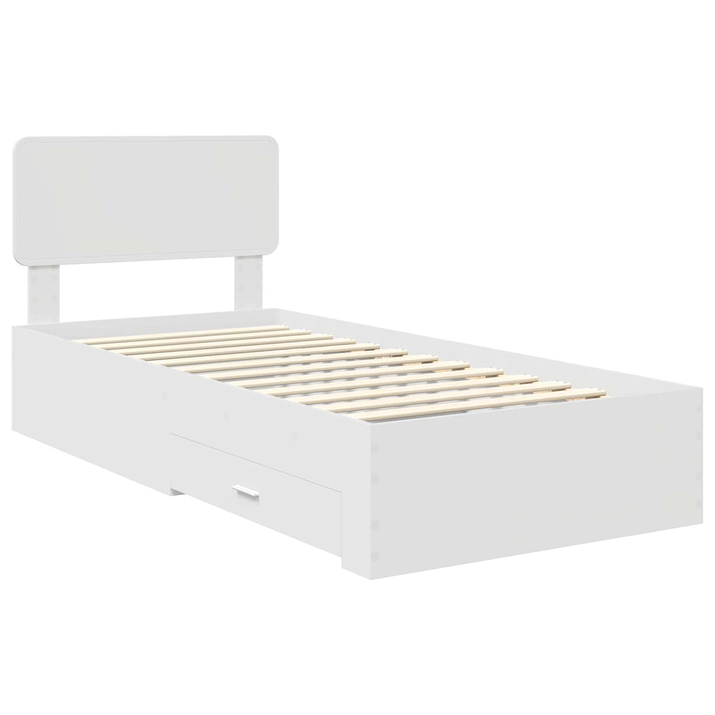 vidaXL Ramka łóżka Biały 90 x 190 cm Materiał drewnopochodny