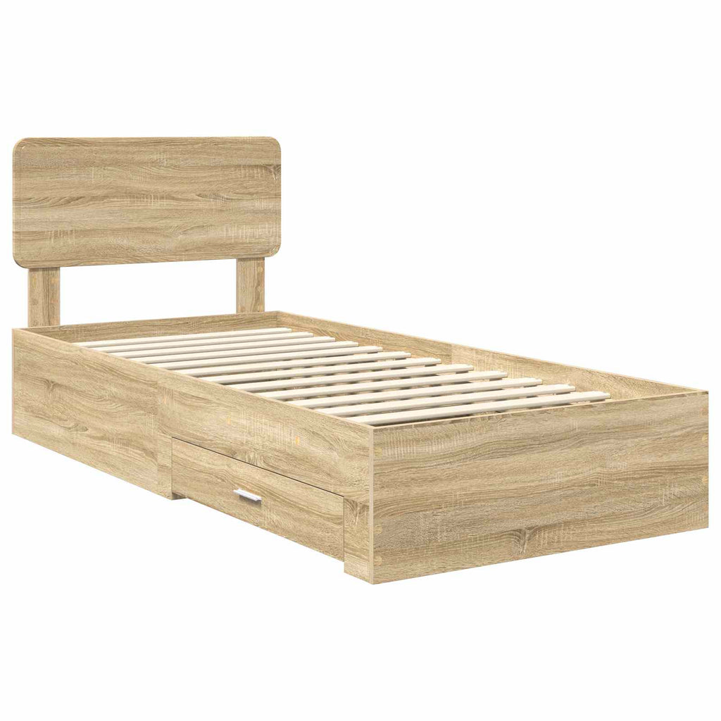 vidaXL Ramka łóżka Dąb Sonoma 90 x 190 cm Materiał drewnopochodny
