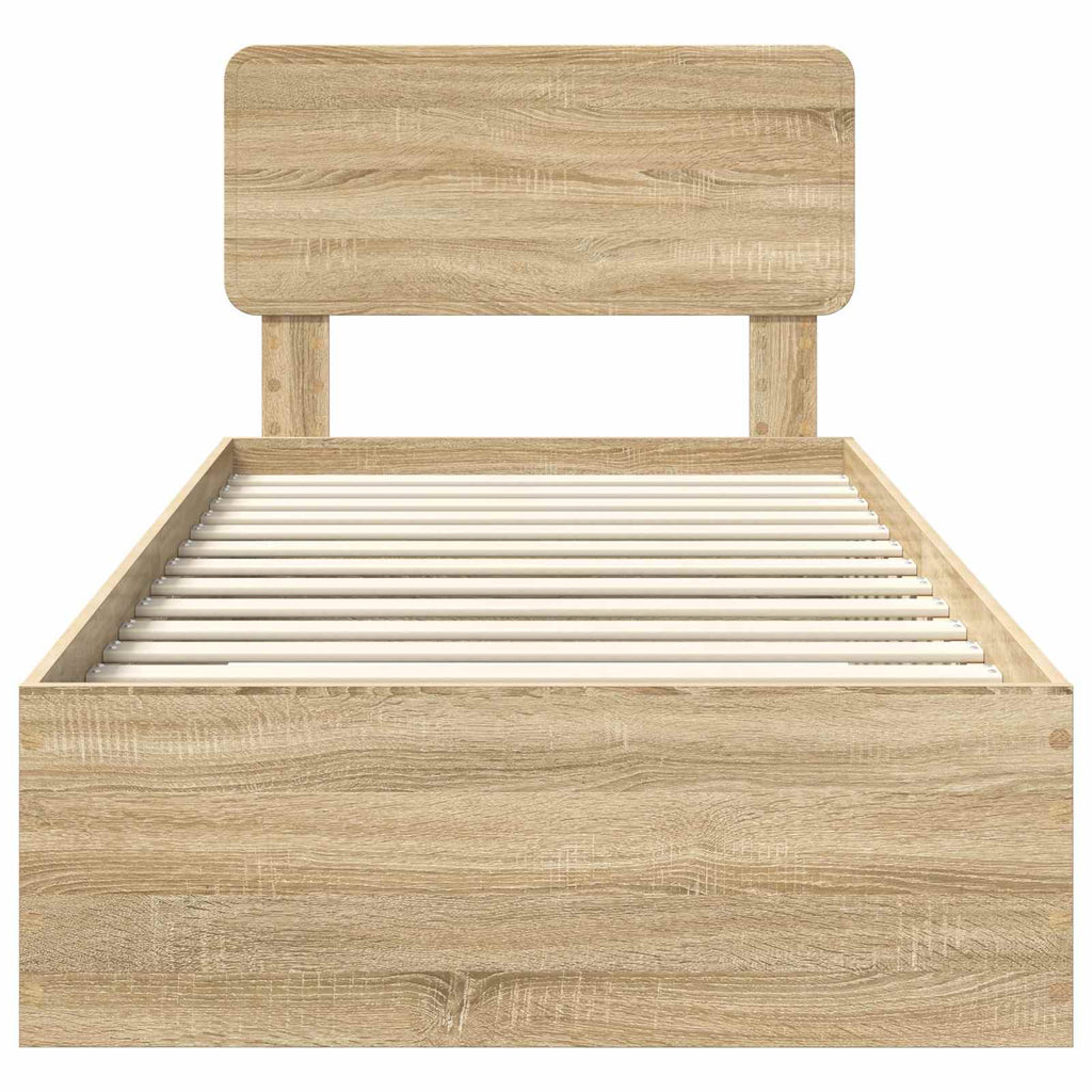 vidaXL Ramka łóżka Dąb Sonoma 90 x 190 cm Materiał drewnopochodny