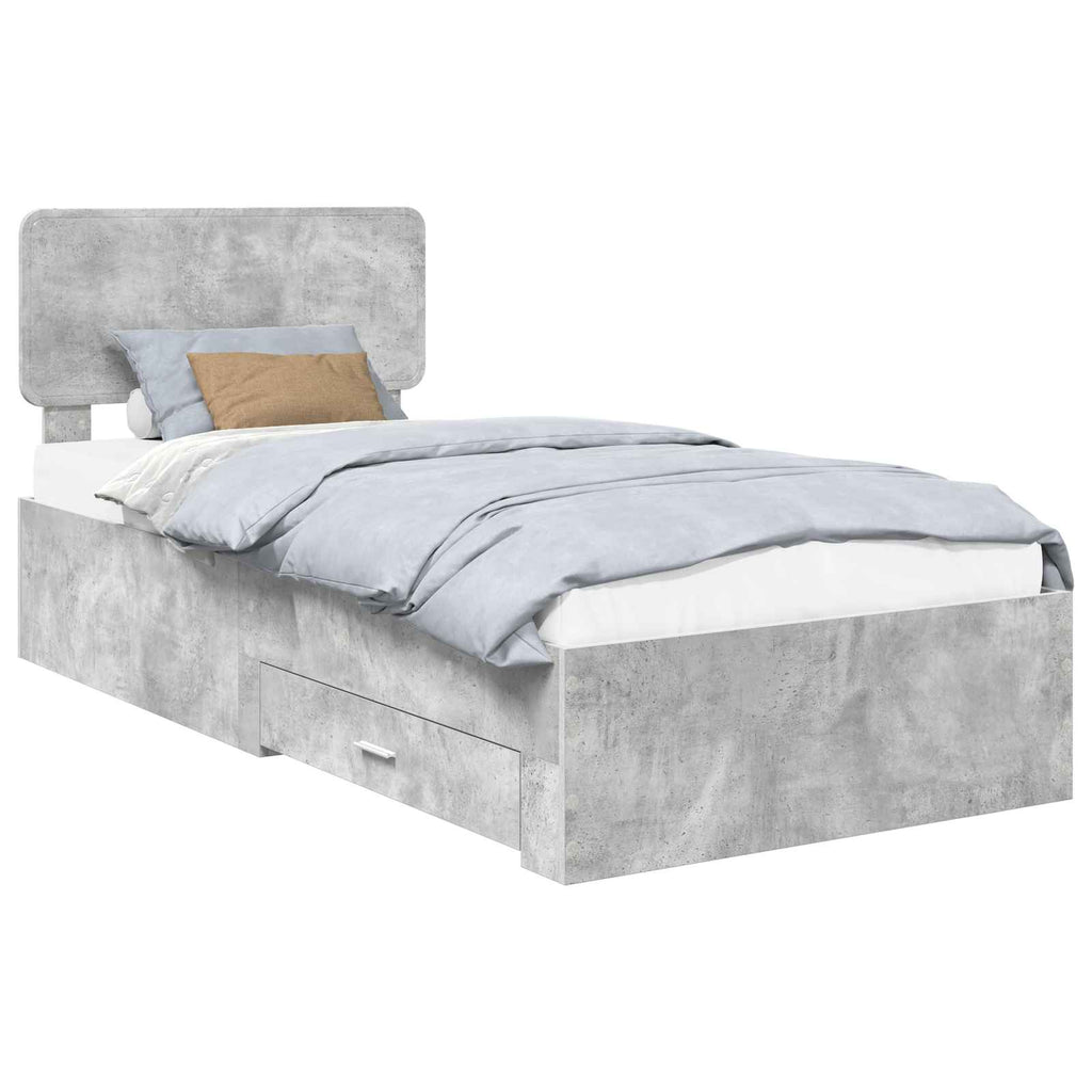 vidaXL Ramka łóżka Betonowy szary 90 x 190 cm Materiał drewnopochodny
