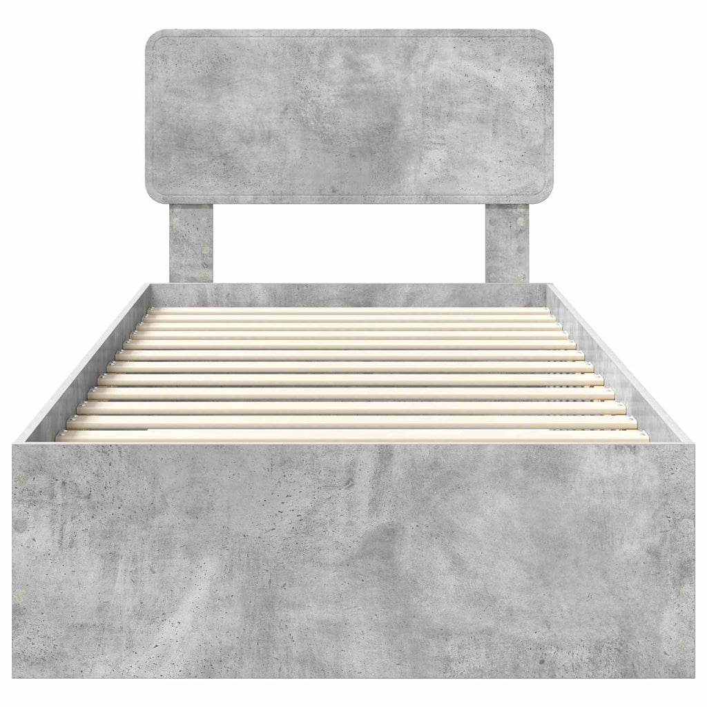 vidaXL Ramka łóżka Betonowy szary 90 x 190 cm Materiał drewnopochodny