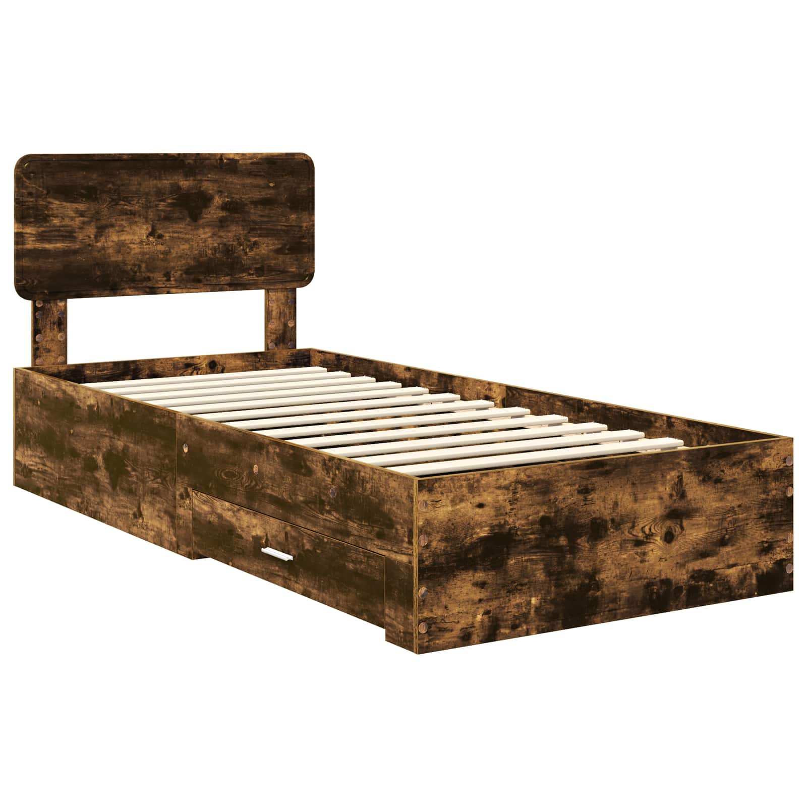 vidaXL Ramka łóżka Dąb wędzony 90 x 190 cm Materiał drewnopochodny