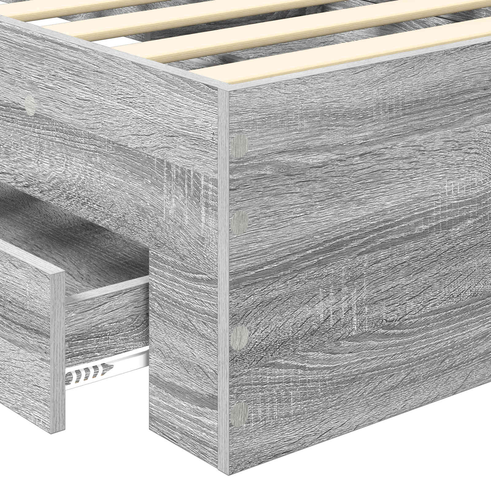 vidaXL Ramka łóżka Szary Sonoma 90 x 190 cm Materiał drewnopochodny