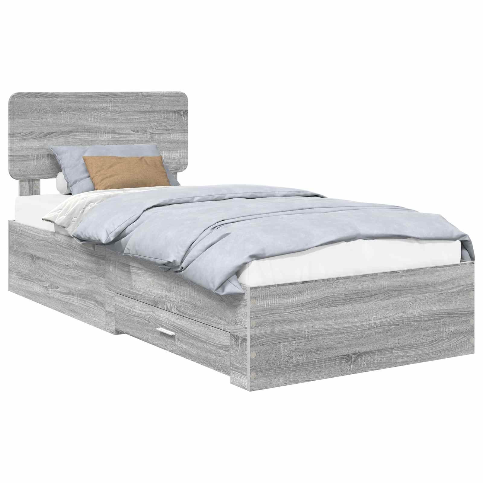 vidaXL Ramka łóżka Szary Sonoma 90 x 190 cm Materiał drewnopochodny