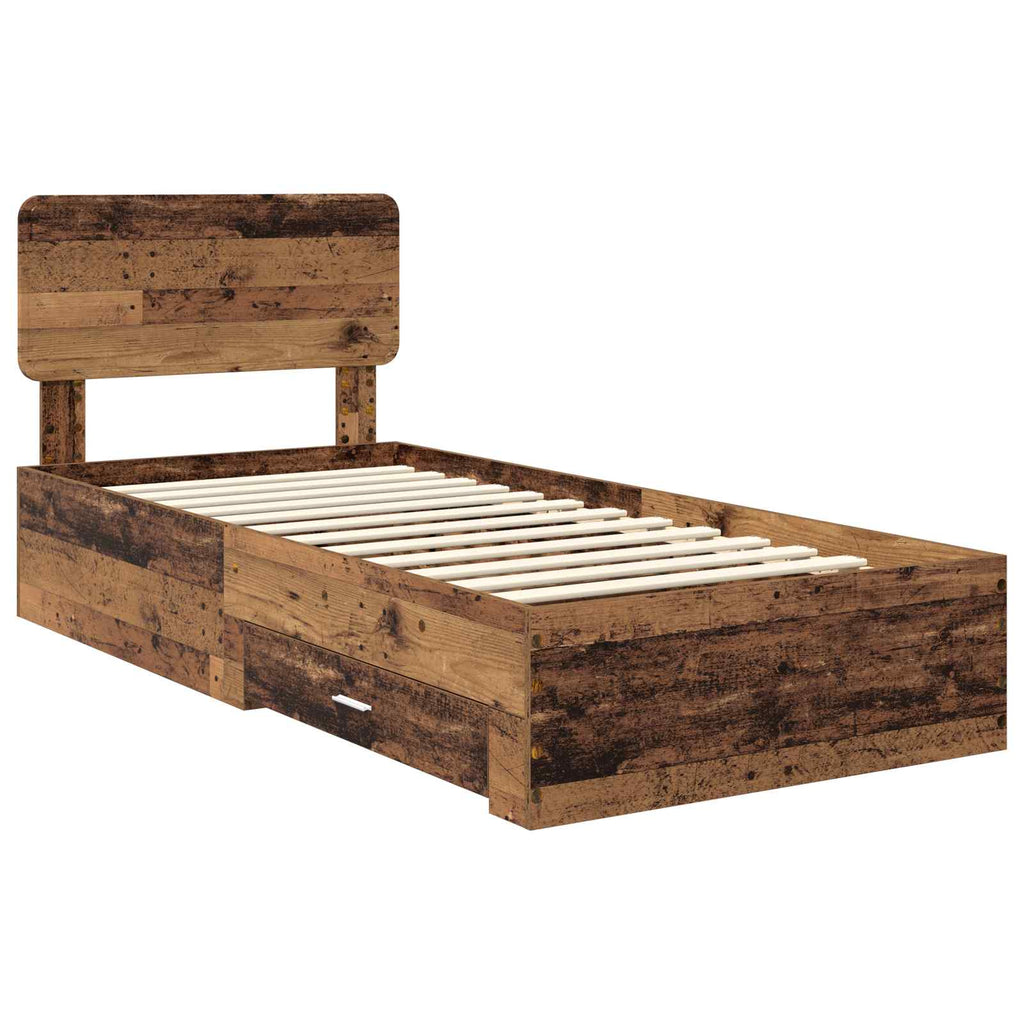 vidaXL Ramka łóżka Stare drewno 90 x 190 cm Materiał drewnopochodny