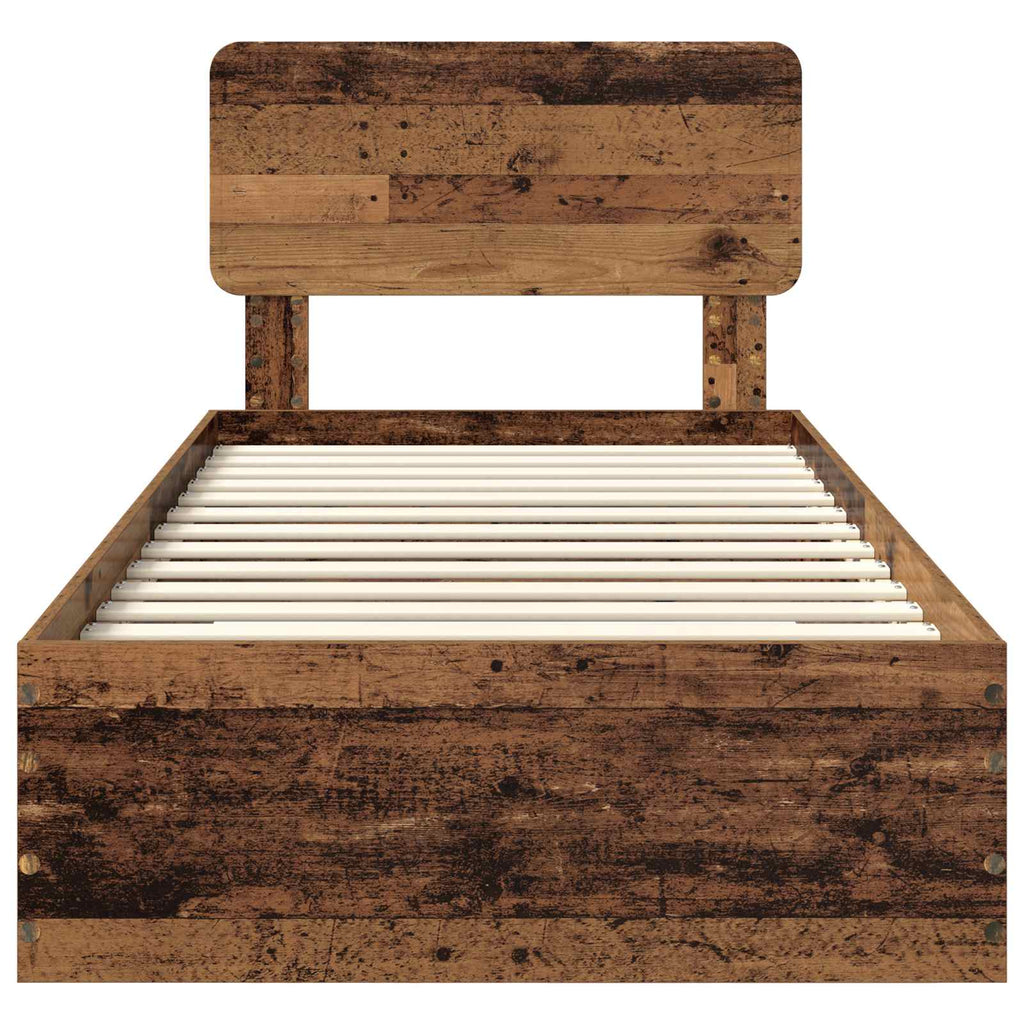 vidaXL Ramka łóżka Stare drewno 90 x 190 cm Materiał drewnopochodny