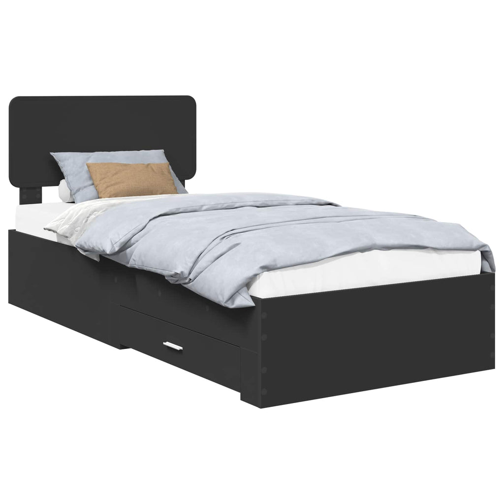 vidaXL Ramka łóżka Czarny 75 x 190 cm Materiał drewnopochodny