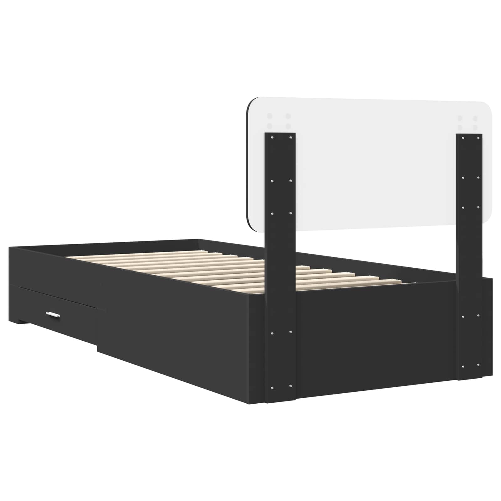 vidaXL Ramka łóżka Czarny 75 x 190 cm Materiał drewnopochodny