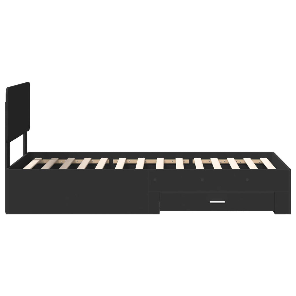 vidaXL Ramka łóżka Czarny 75 x 190 cm Materiał drewnopochodny