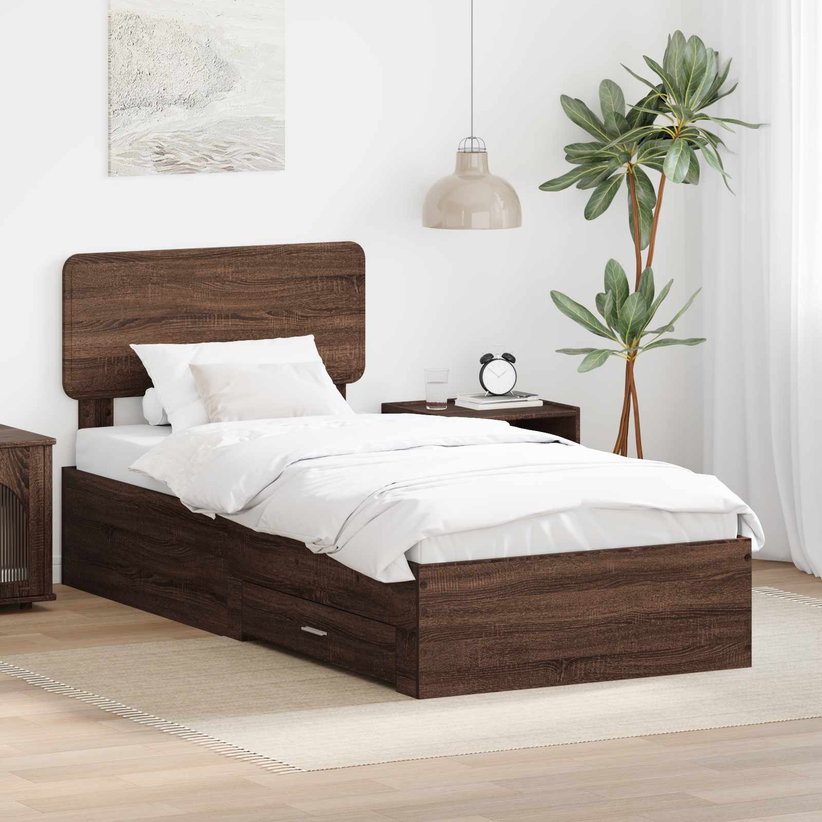vidaXL Ramka łóżka Brązowy dąb 75 x 190 cm Materiał drewnopochodny