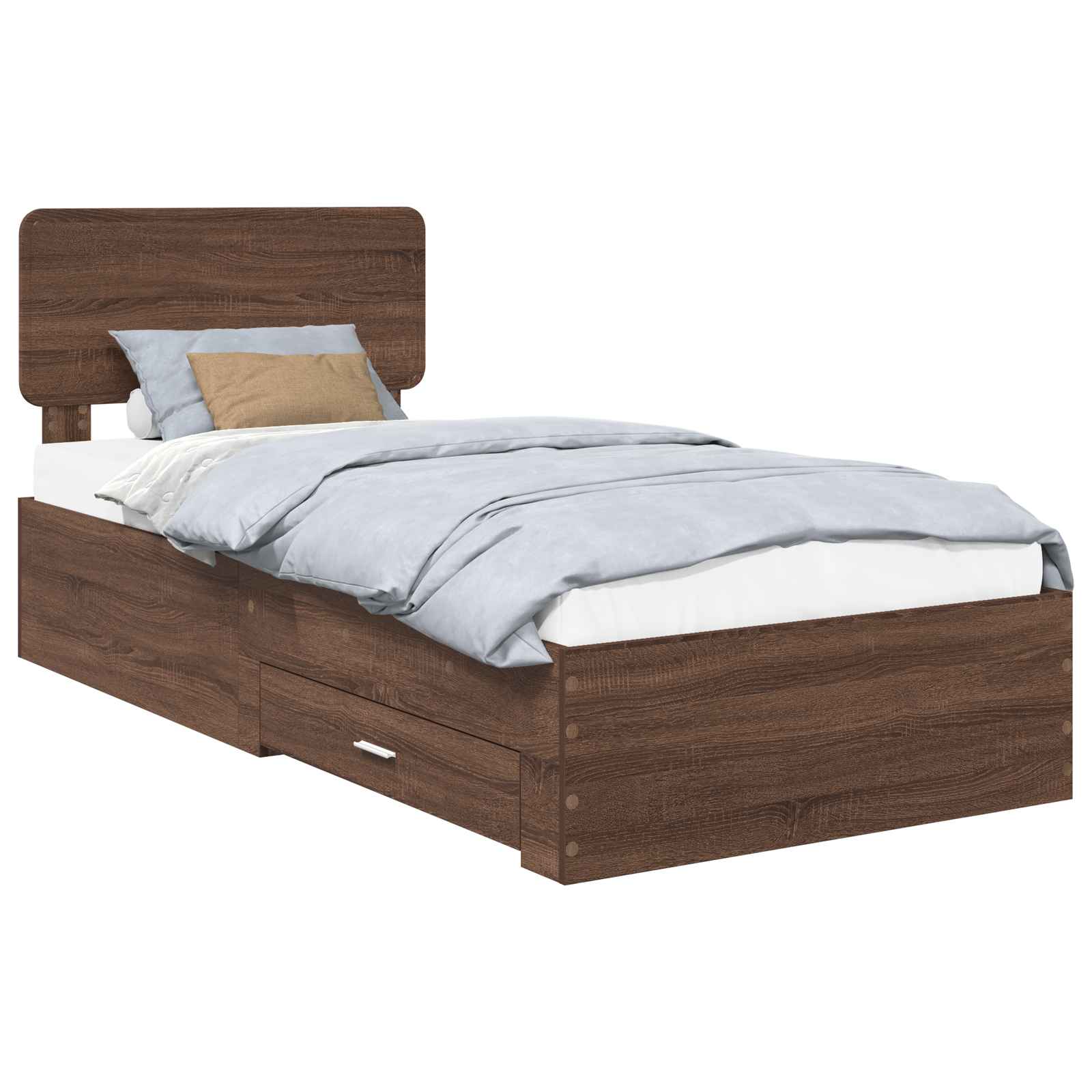 vidaXL Ramka łóżka Brązowy dąb 75 x 190 cm Materiał drewnopochodny