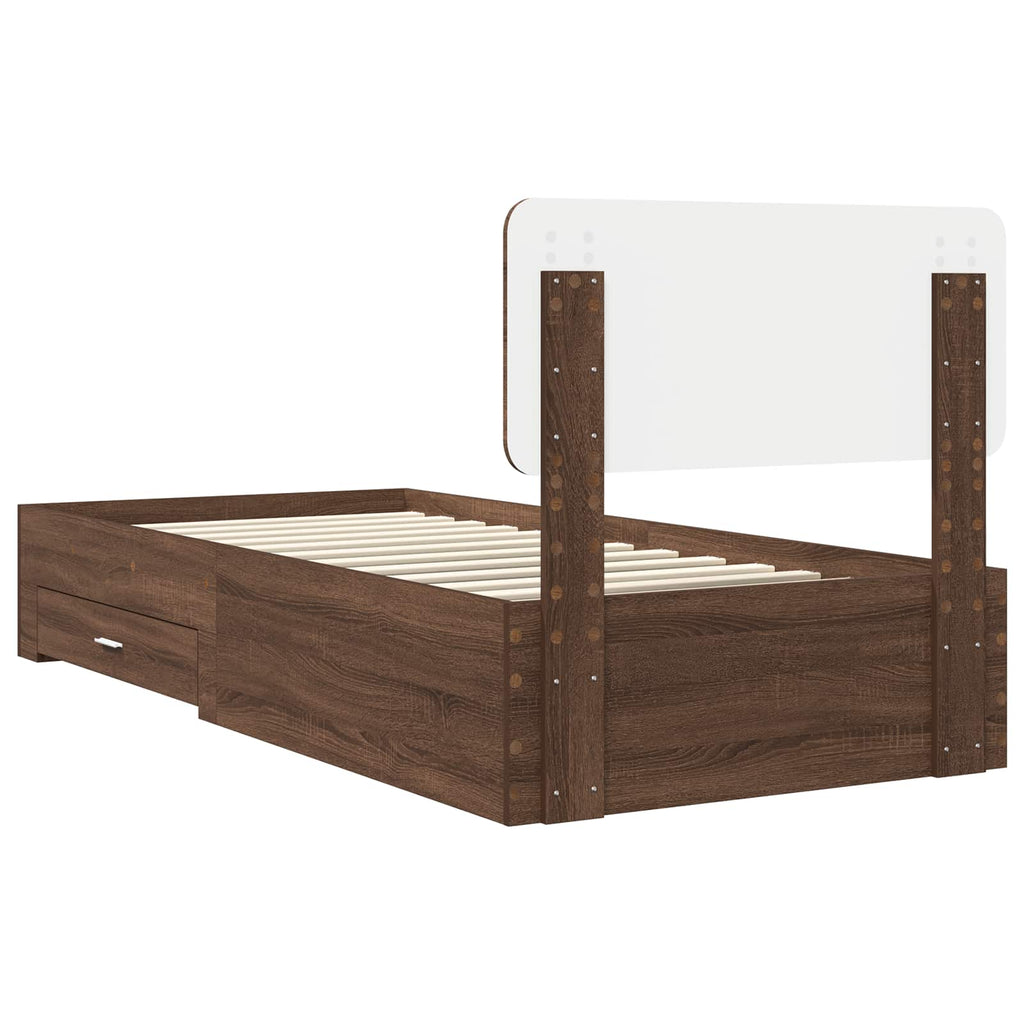 vidaXL Ramka łóżka Brązowy dąb 75 x 190 cm Materiał drewnopochodny