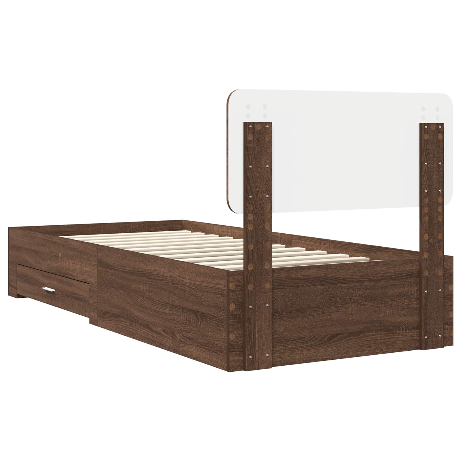 vidaXL Ramka łóżka Brązowy dąb 75 x 190 cm Materiał drewnopochodny