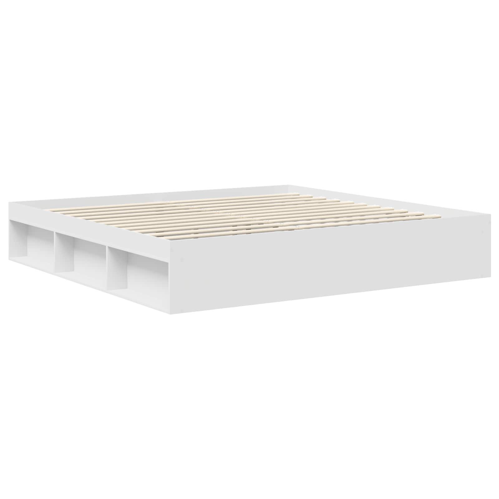 vidaXL Ramka łóżka Z zagłówkiem Biały 200 x 200 cm Lite drewno sosnowe