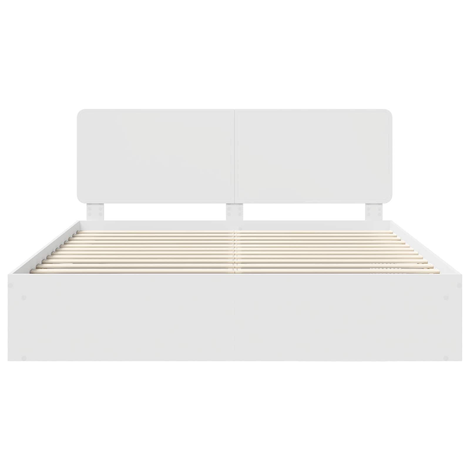 vidaXL Ramka łóżka Z zagłówkiem Biały 200 x 200 cm Lite drewno sosnowe