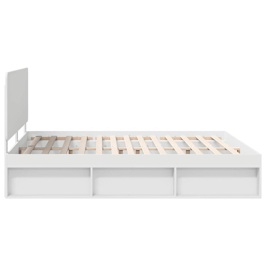 vidaXL Ramka łóżka Z zagłówkiem Biały 200 x 200 cm Lite drewno sosnowe
