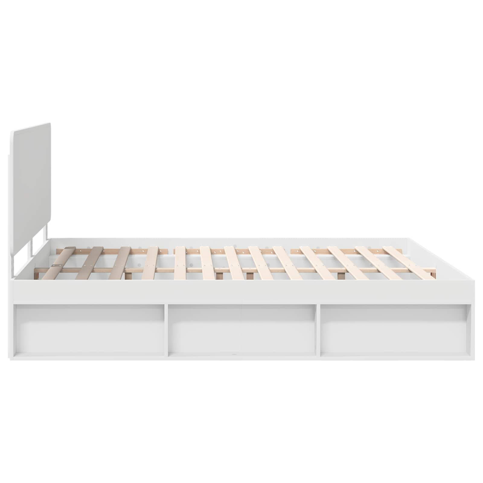 vidaXL Ramka łóżka Z zagłówkiem Biały 200 x 200 cm Lite drewno sosnowe