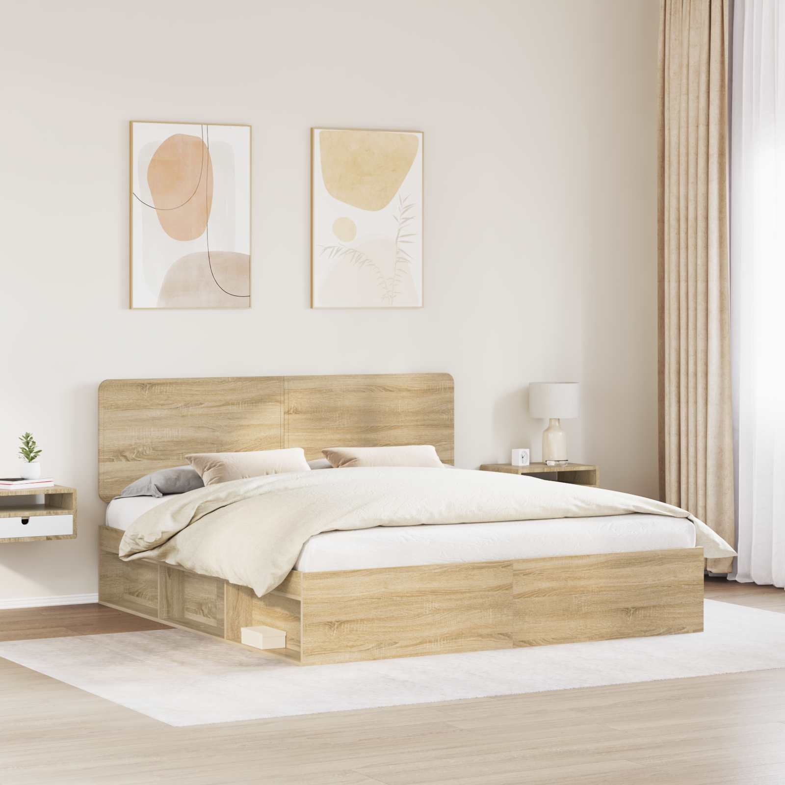 vidaXL Ramka łóżka Sonoma 200 x 200 cm Lite drewno sosnowe