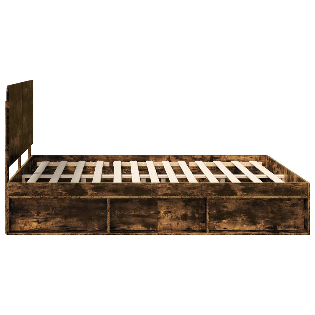 vidaXL Ramka łóżka Dąb wędzony 200 x 200 cm Lite drewno sosnowe