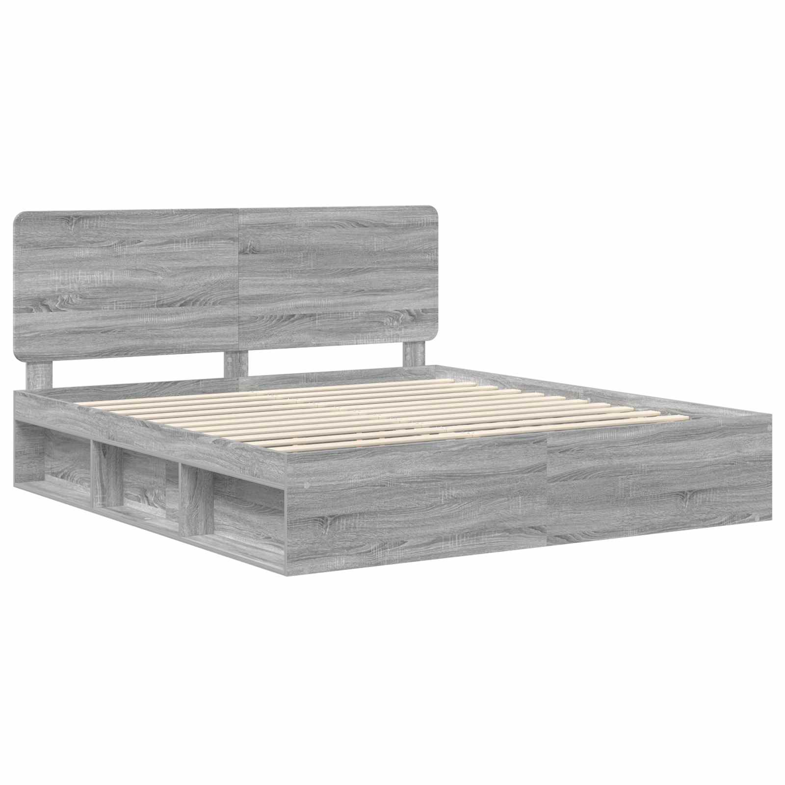 vidaXL Ramka łóżka Szary Sonoma 200 x 200 cm Lite drewno sosnowe