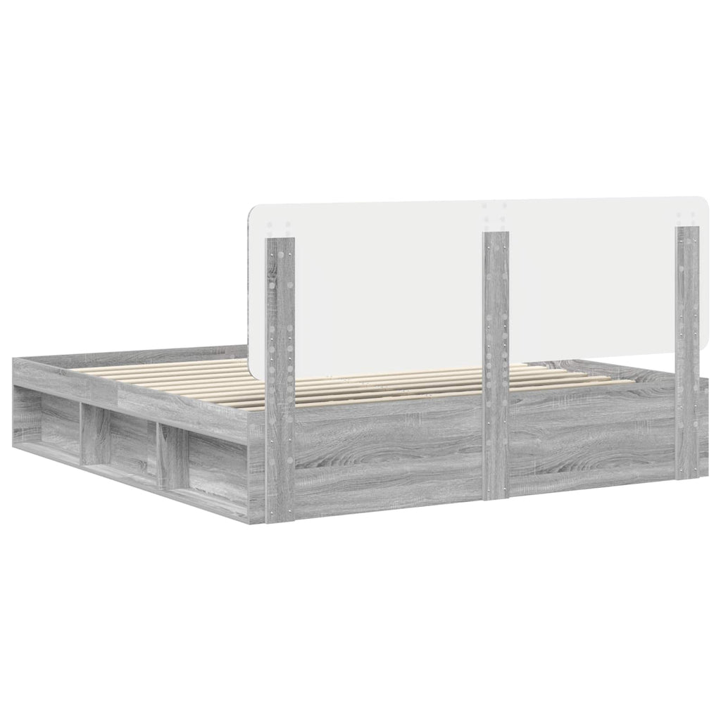 vidaXL Ramka łóżka Szary Sonoma 200 x 200 cm Lite drewno sosnowe
