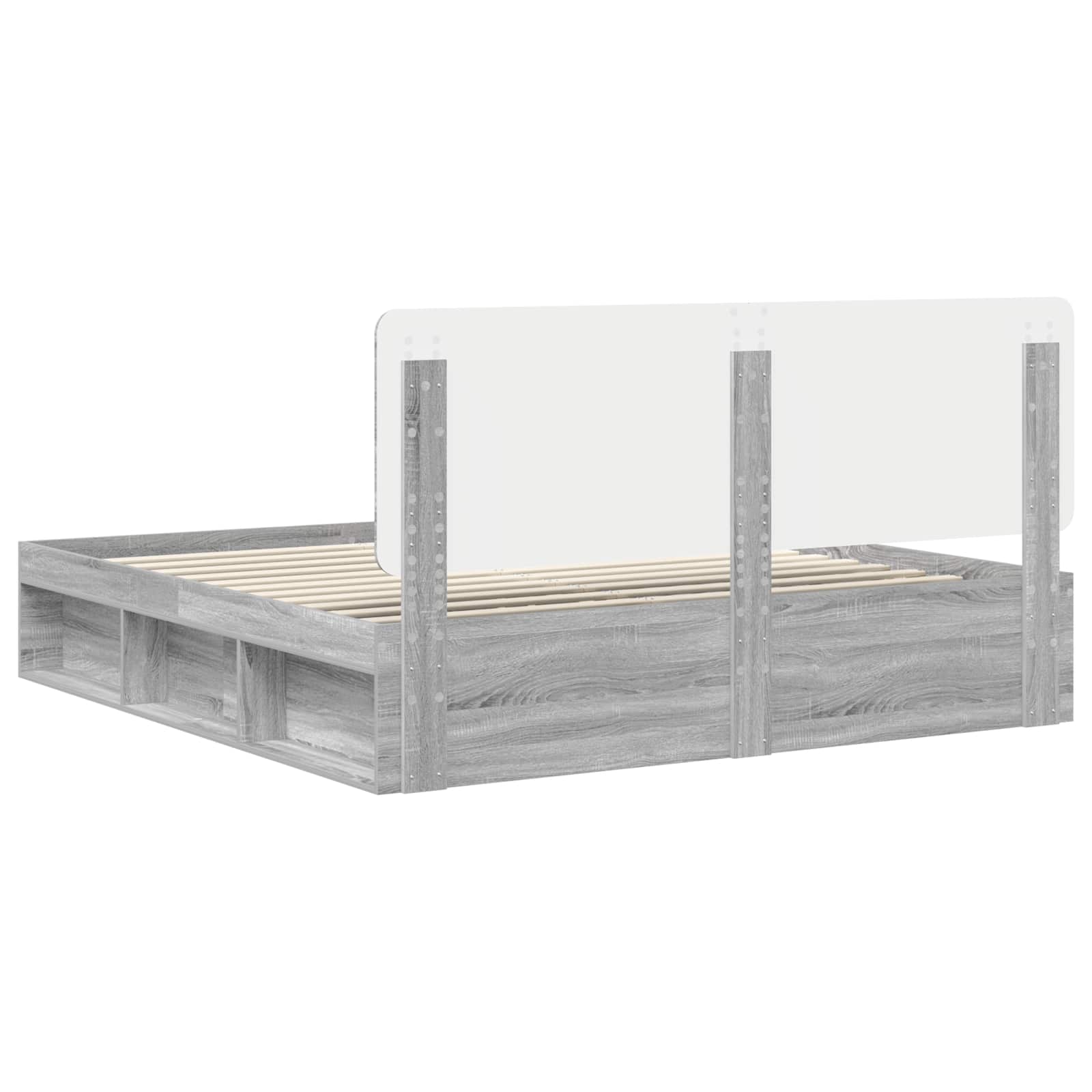 vidaXL Ramka łóżka Szary Sonoma 200 x 200 cm Lite drewno sosnowe
