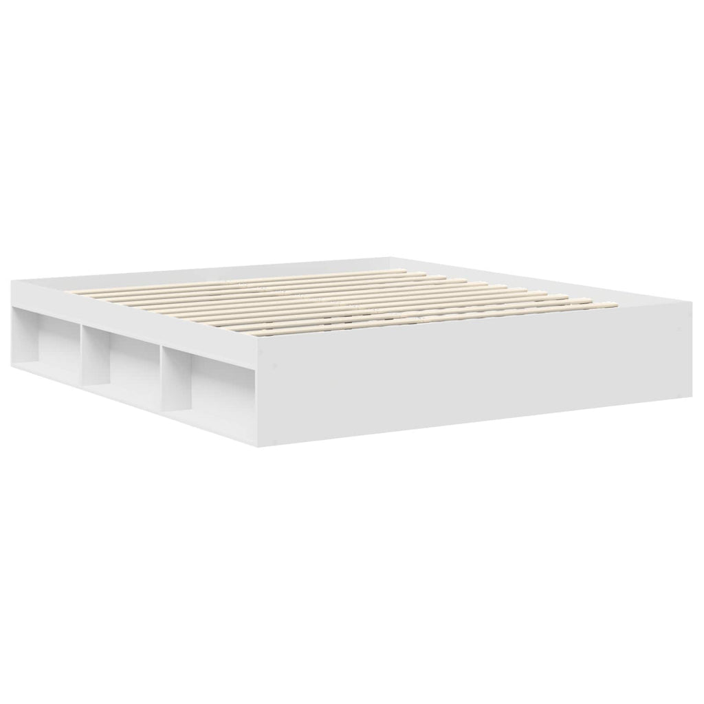 vidaXL Ramka łóżka Z zagłówkiem Biały 180 x 200 cm Lite drewno sosnowe