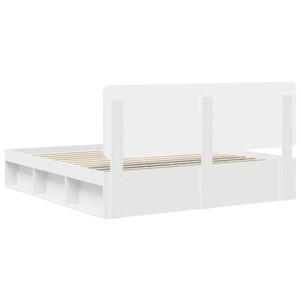 vidaXL Ramka łóżka Z zagłówkiem Biały 180 x 200 cm Lite drewno sosnowe
