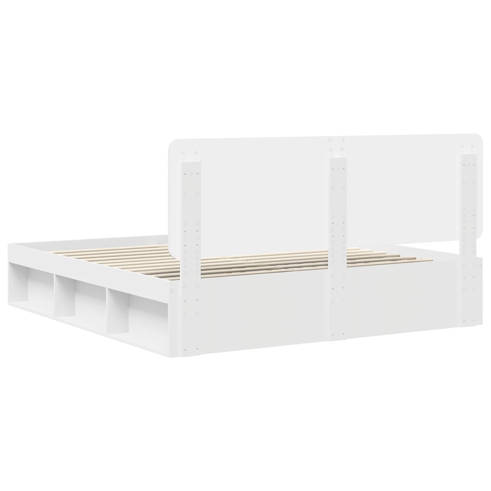 vidaXL Ramka łóżka Z zagłówkiem Biały 180 x 200 cm Lite drewno sosnowe