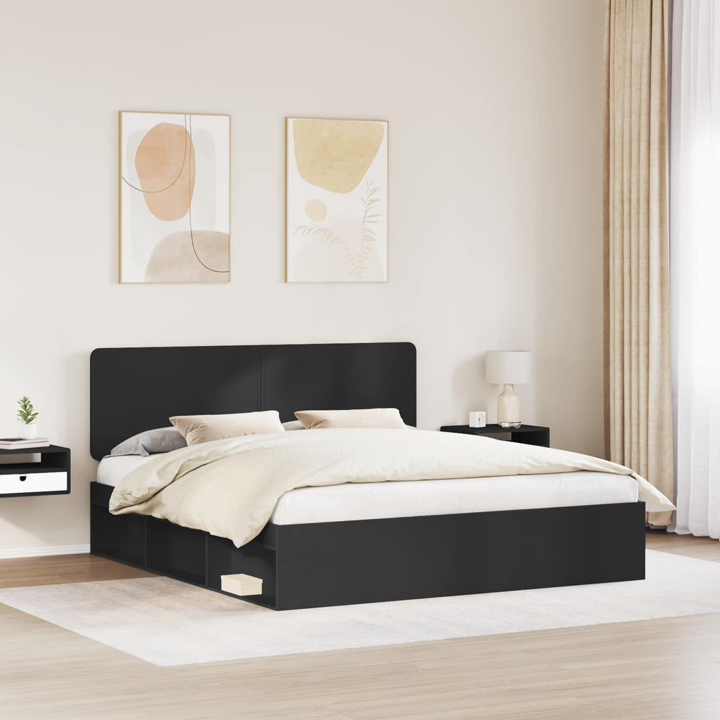 vidaXL Ramka łóżka Czarny 180 x 200 cm Lite drewno sosnowe