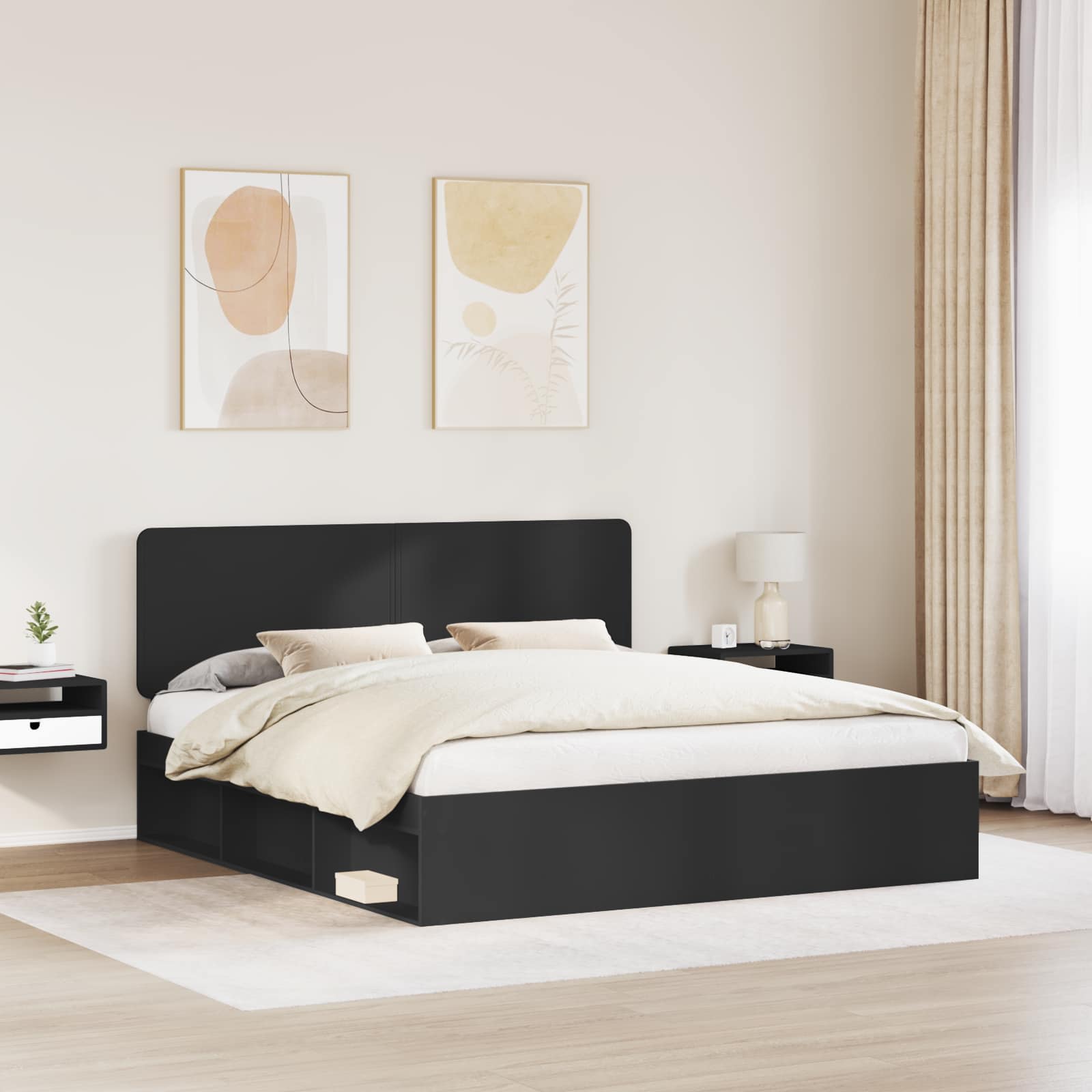 vidaXL Ramka łóżka Czarny 180 x 200 cm Lite drewno sosnowe