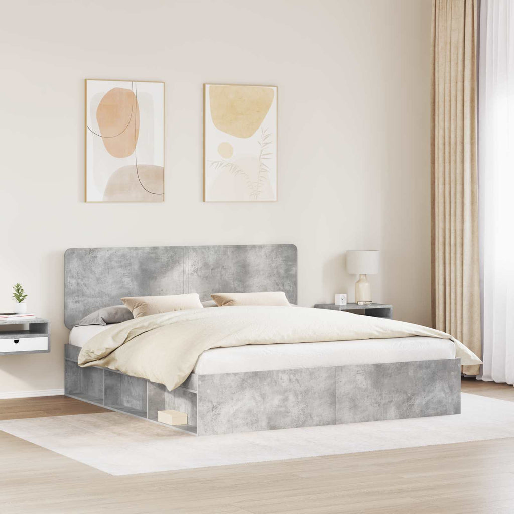 vidaXL Ramka łóżka Betonowy 180 x 200 cm Lite drewno sosnowe
