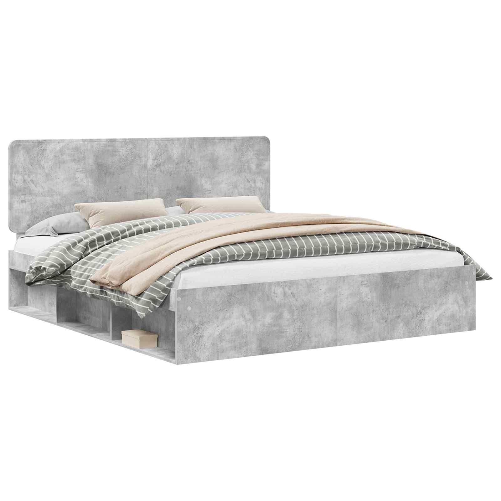 vidaXL Ramka łóżka Betonowy 180 x 200 cm Lite drewno sosnowe