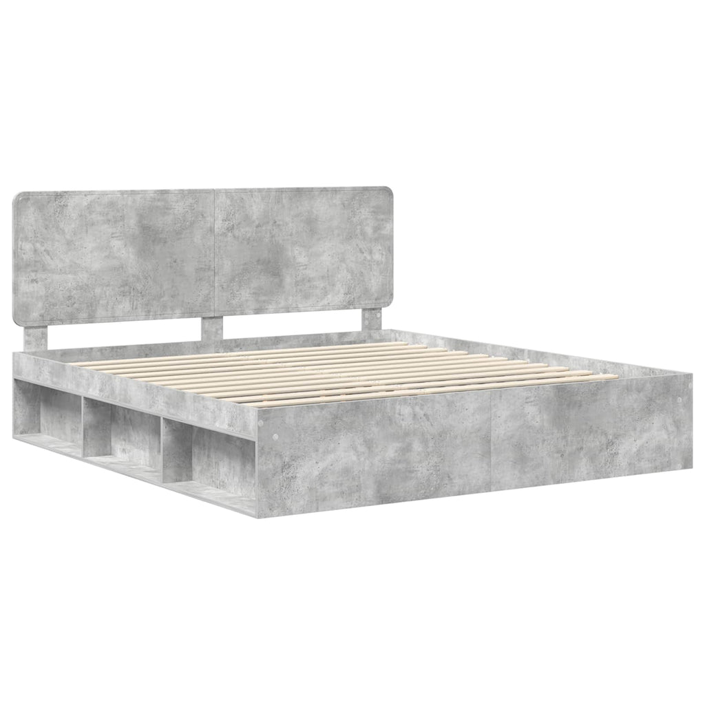 vidaXL Ramka łóżka Betonowy 180 x 200 cm Lite drewno sosnowe