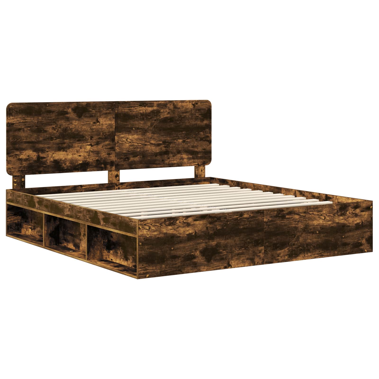 vidaXL Ramka łóżka Dąb wędzony 180 x 200 cm Lite drewno sosnowe