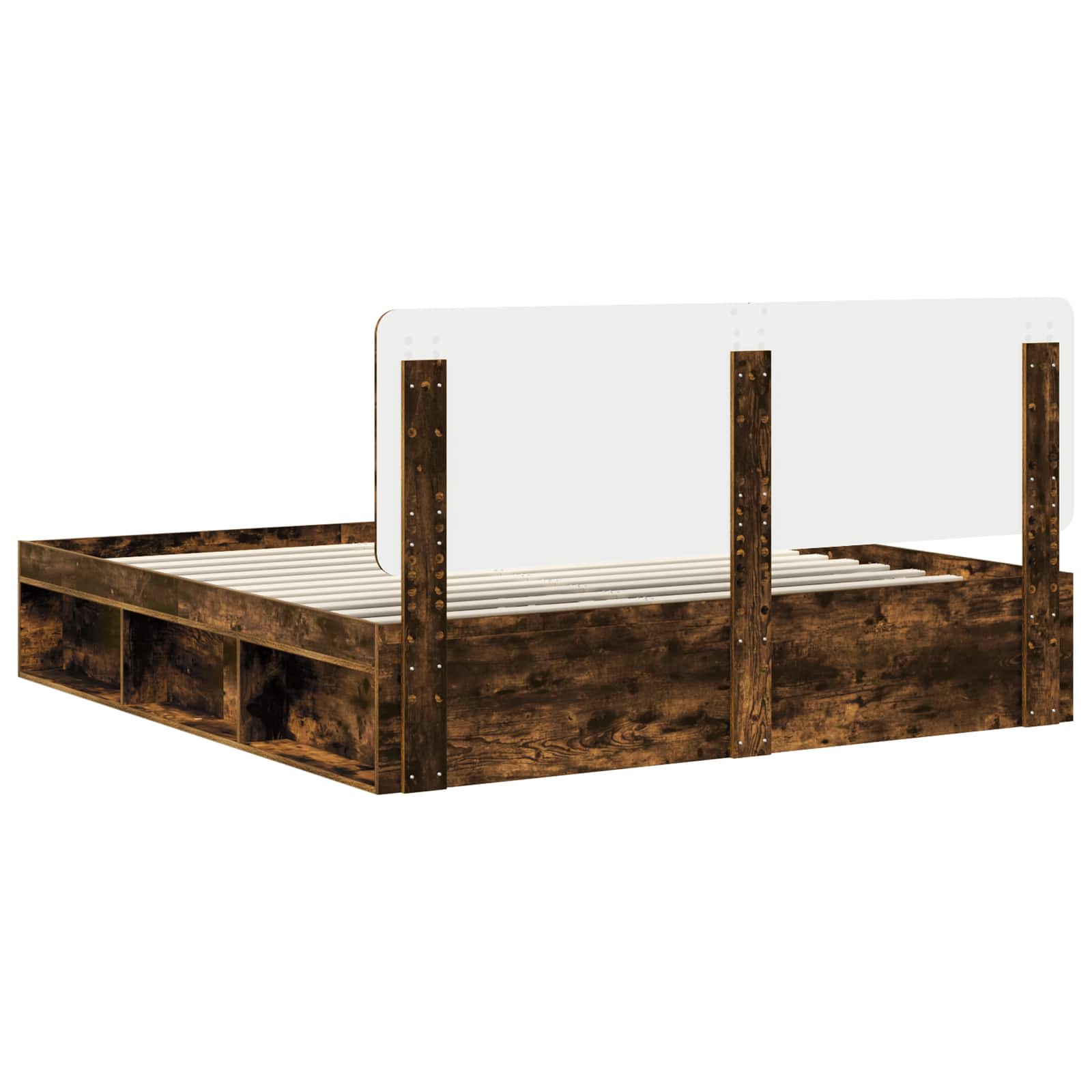 vidaXL Ramka łóżka Dąb wędzony 180 x 200 cm Lite drewno sosnowe