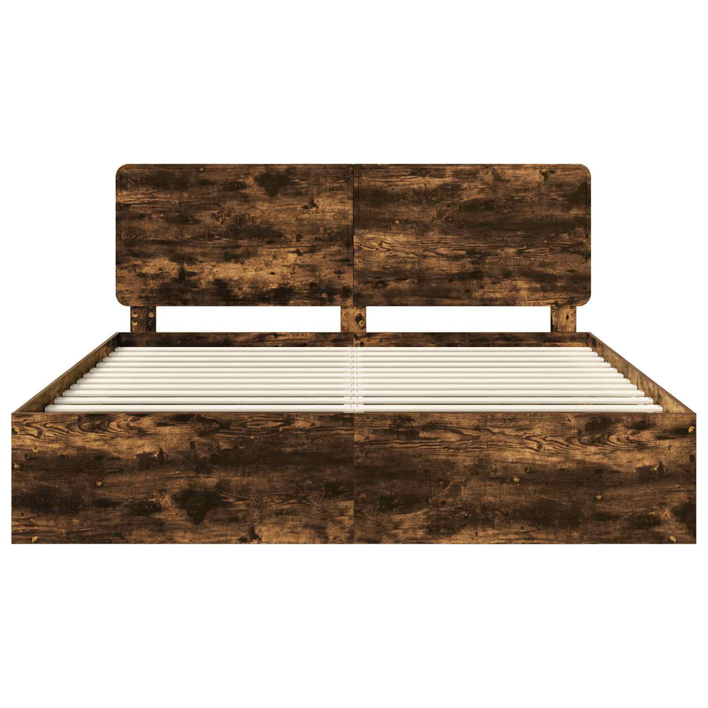vidaXL Ramka łóżka Dąb wędzony 180 x 200 cm Lite drewno sosnowe
