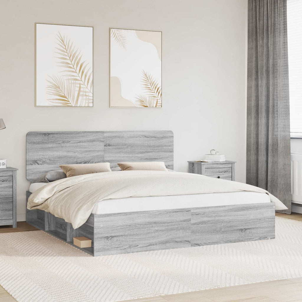 vidaXL Ramka łóżka Szary Sonoma 180 x 200 cm Lite drewno sosnowe