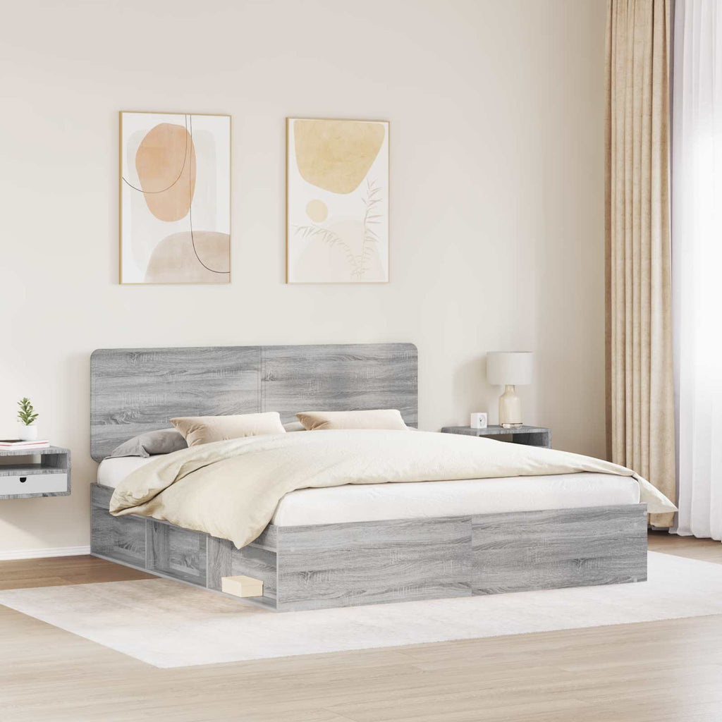 vidaXL Ramka łóżka Szary Sonoma 180 x 200 cm Lite drewno sosnowe