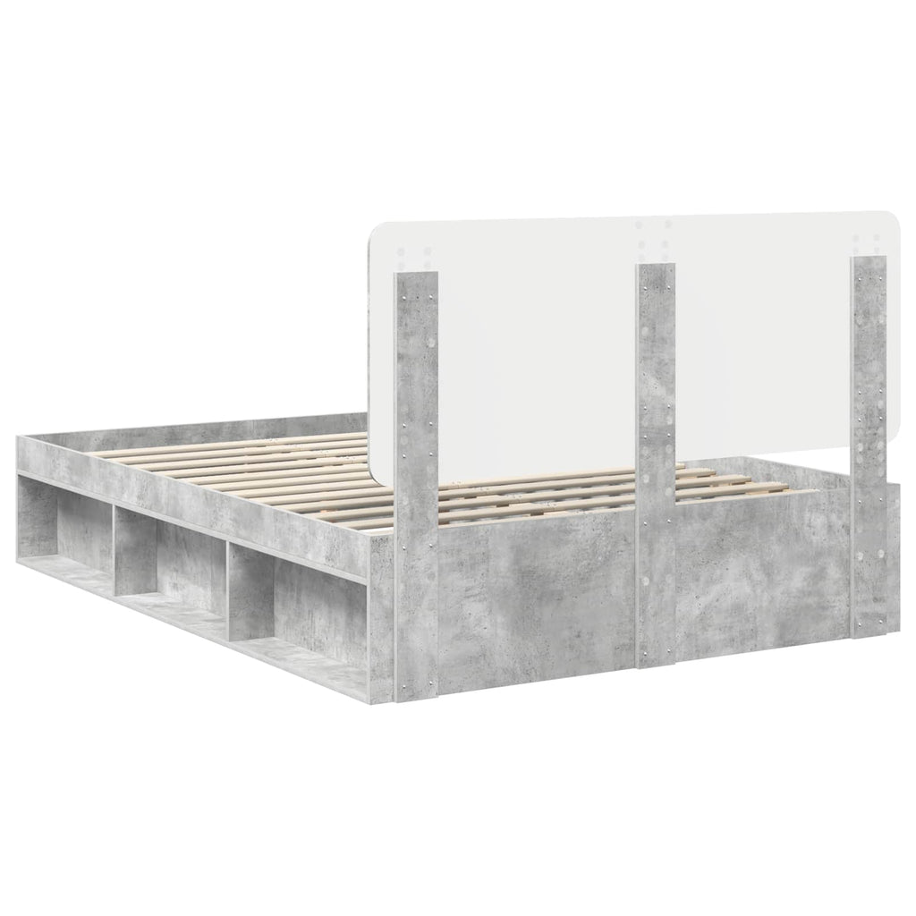 vidaXL Ramka łóżka Betonowy 160 x 200 cm Lite drewno sosnowe