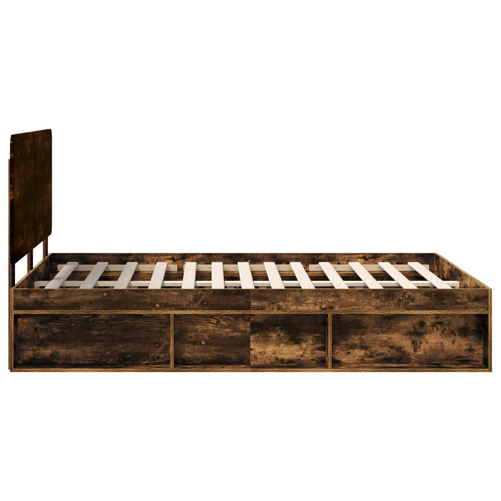 vidaXL Ramka łóżka Dąb wędzony 160 x 200 cm Lite drewno sosnowe