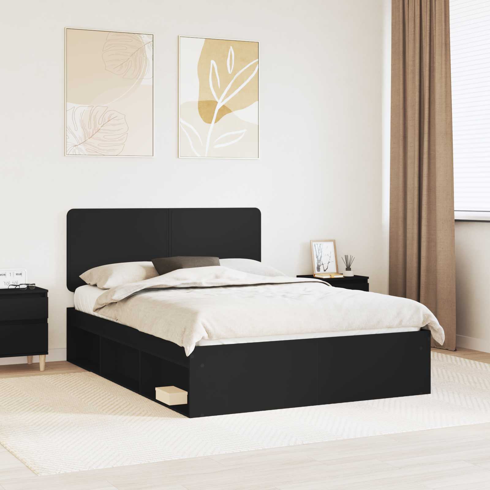 vidaXL Ramka łóżka Czarny 150 x 200 cm Lite drewno sosnowe