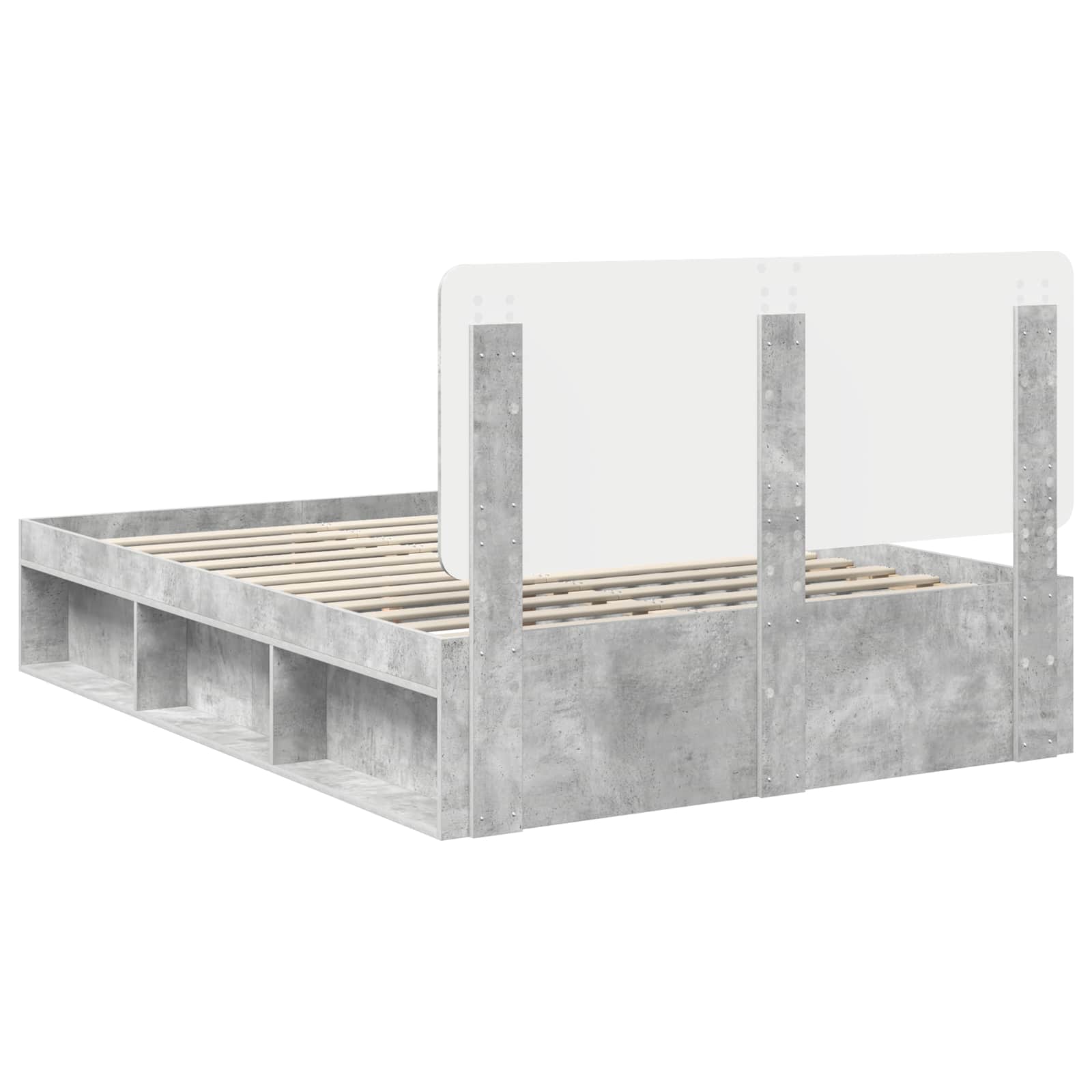 vidaXL Ramka łóżka Szary beton 150 x 200 cm Lite drewno sosnowe