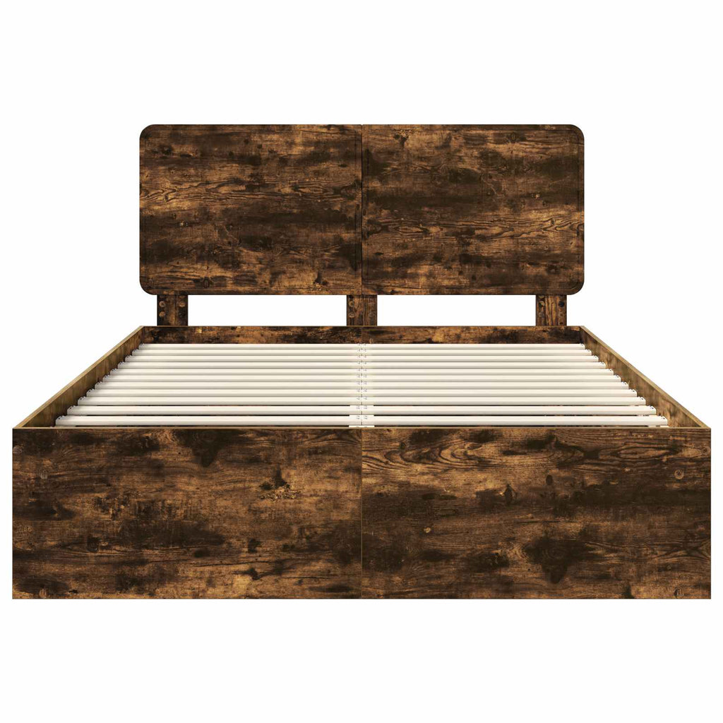 vidaXL Ramka łóżka Dąb wędzony 150 x 200 cm Lite drewno sosnowe